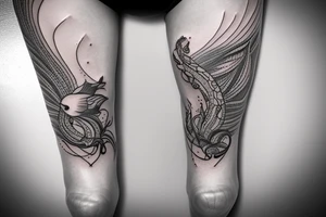 Leg tattoo with sea animals
Fine line tattoo idea