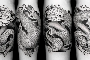 Turtles dolphins sea horse wrapping around the leg tattoo idea