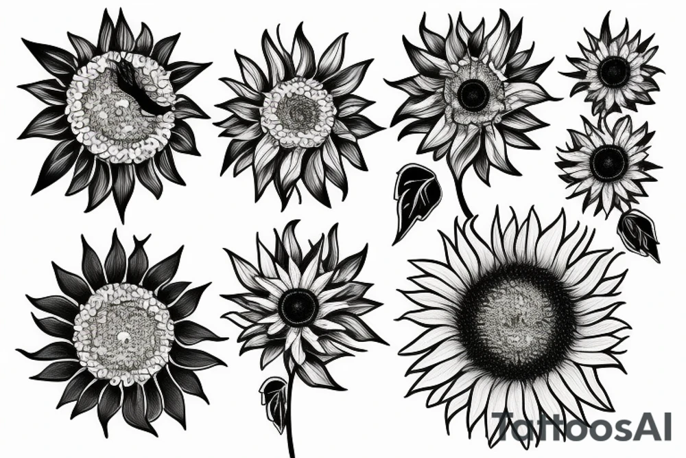 Sunflowers with flowers tattoo idea