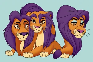 Nala and Kiara from Lion King, Nala stands behind Kiara and protects her, Nala has blue eyes, Kiara has brown eyes. tattoo idea