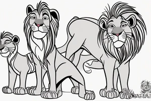 Nala and Kiara from Lion King, Nala stands behind Kiara and protects her. tattoo idea