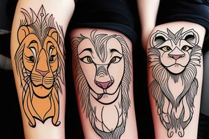 Nala and Kiara from Lion King, Nala stands behind Kiara and protects her. tattoo idea