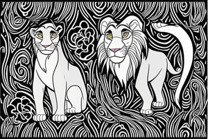 Nala and Kiara from Lion King, Nala stands behind Kiara and protects her. tattoo idea