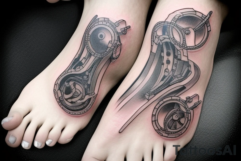 leg tattoo. mechanical step counter tattoo idea