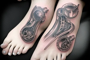 leg tattoo. mechanical step counter tattoo idea