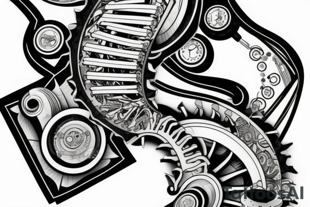 leg tattoo. mechanical step counter tattoo idea