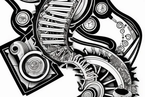 leg tattoo. mechanical step counter tattoo idea