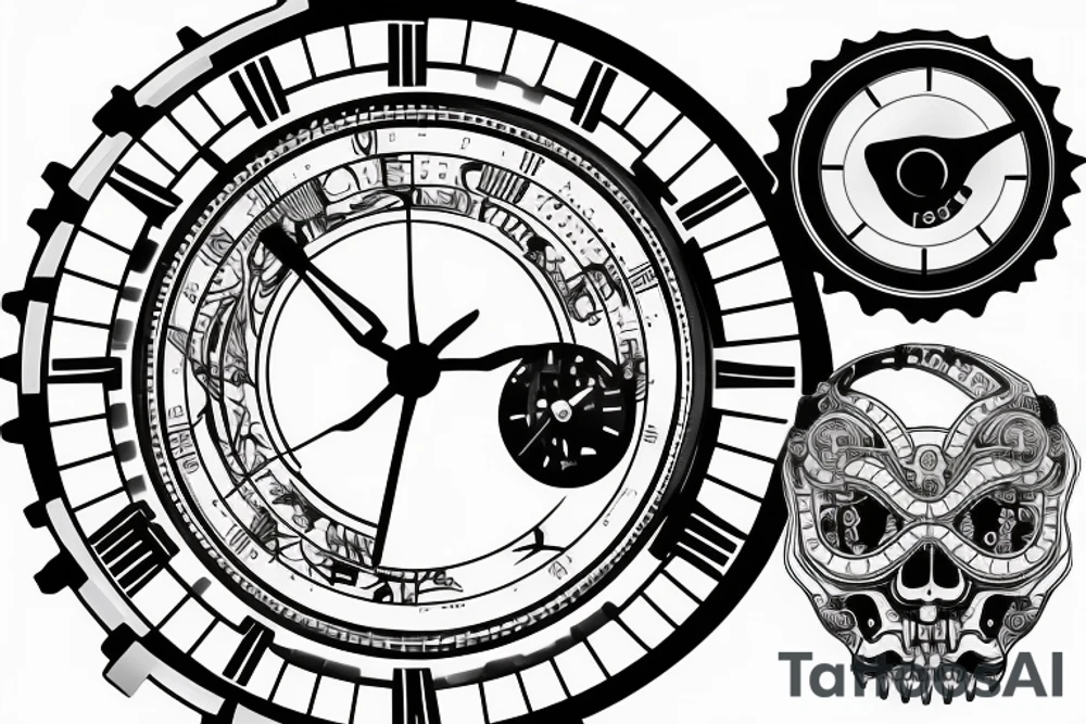 mechanical step counter with dial tattoo idea