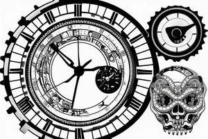 mechanical step counter with dial tattoo idea