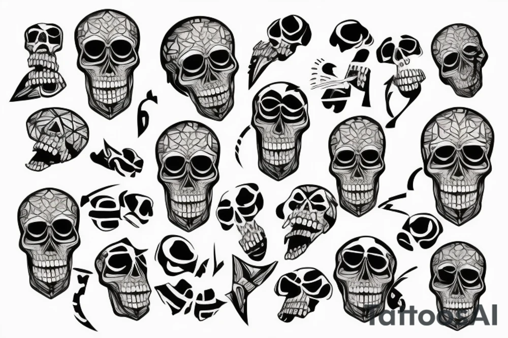 Skull tattoo with thin lines tattoo idea