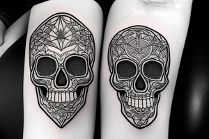Skull tattoo with thin lines tattoo idea