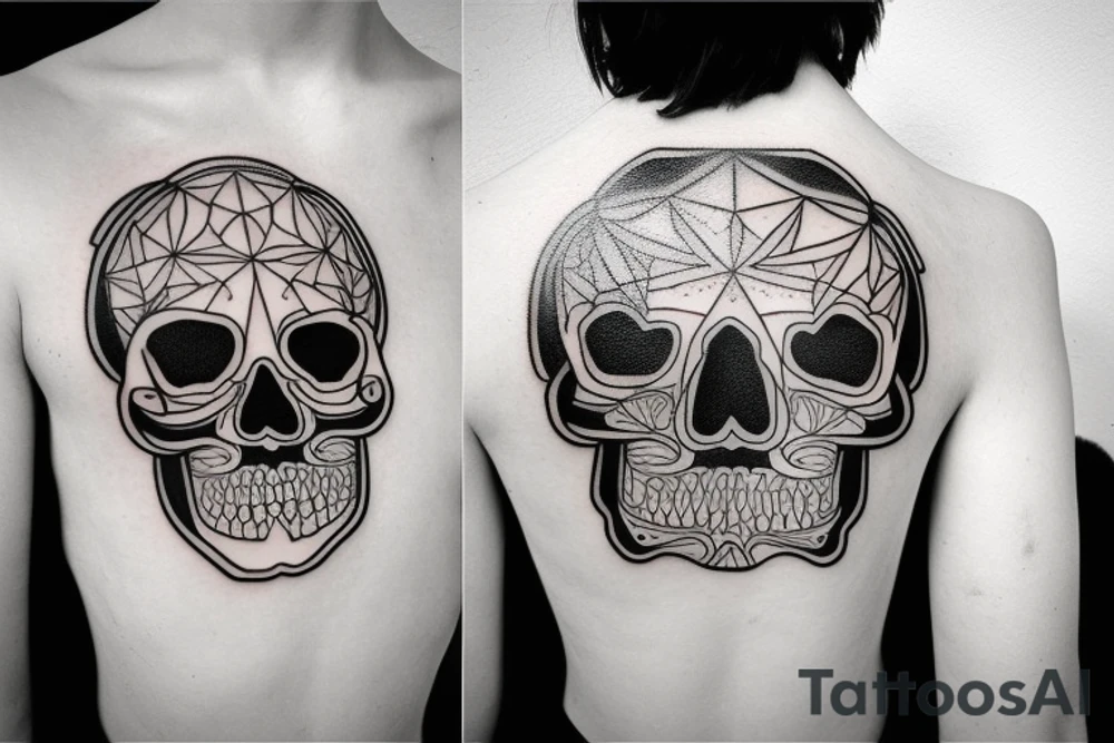 Skull tattoo with thin lines. very clean and proportionate tattoo idea