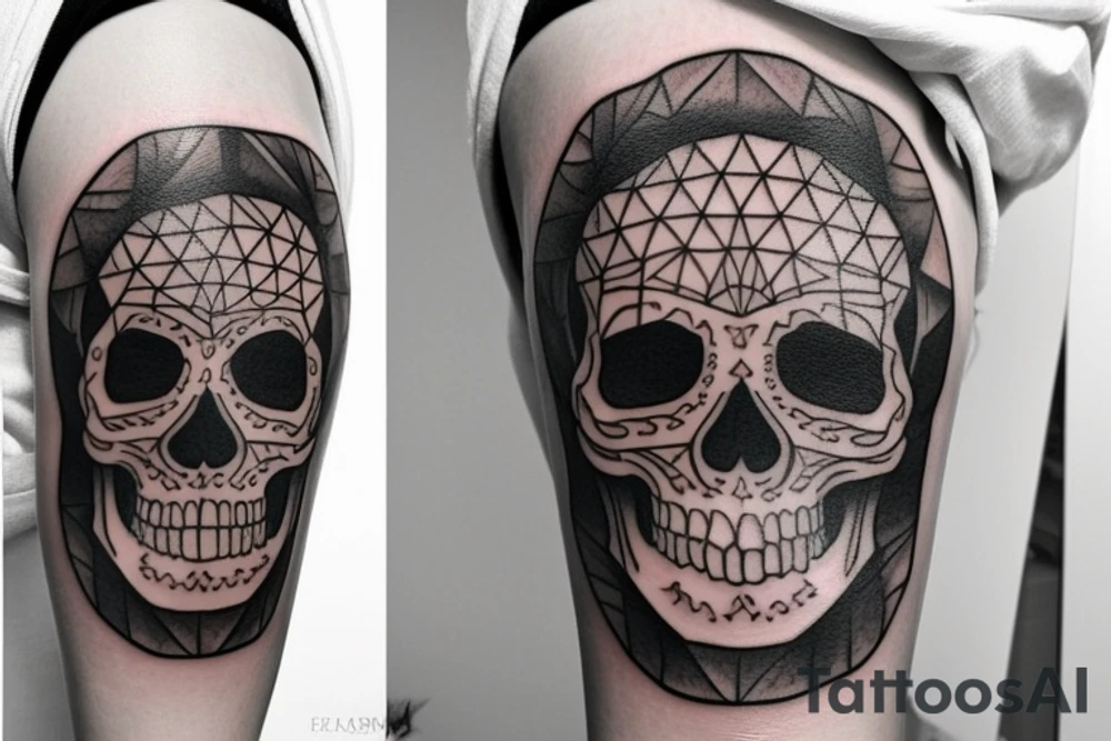 Skull tattoo with thin lines. very clean and proportionate tattoo idea