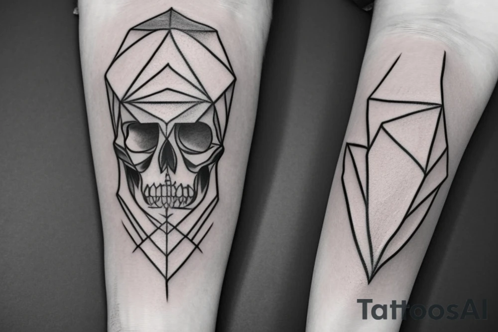a fine line skull tatoo with sharp edges tattoo idea
