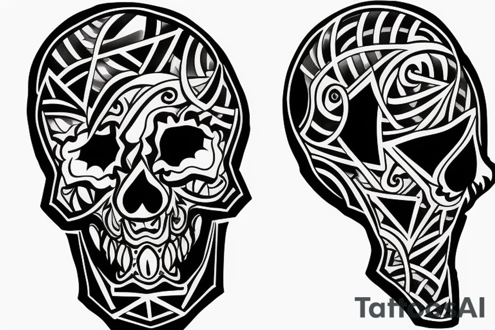 a fine line skull tatoo with sharp edges tattoo idea