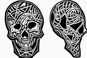 a fine line skull tatoo with sharp edges tattoo idea