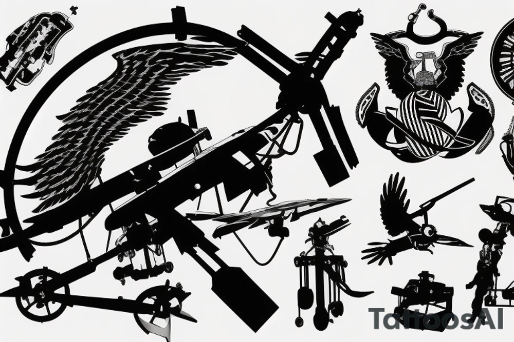 Patriotic, USMC, CH-53 helicopter silhouette, mechanics. tattoo idea