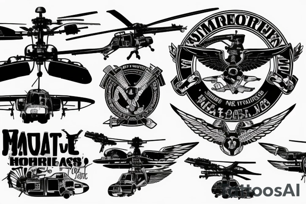 Patriotic, USMC, CH-53 helicopter silhouette, mechanics. tattoo idea