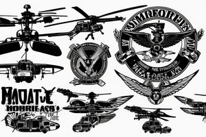 Patriotic, USMC, CH-53 helicopter silhouette, mechanics. tattoo idea