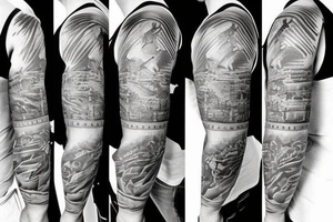 Sleeve Tattoo with a military theme. tattoo idea