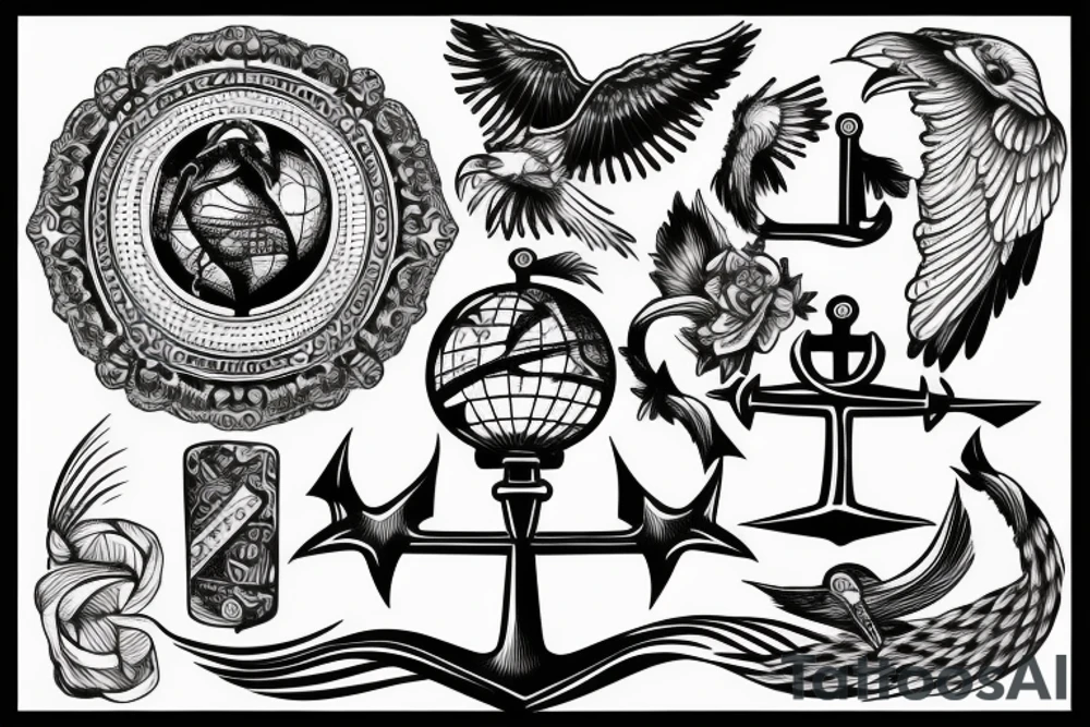 Eagle, globe, anchor tattoo idea
