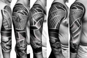 Military theme sleeve tattoo. tattoo idea