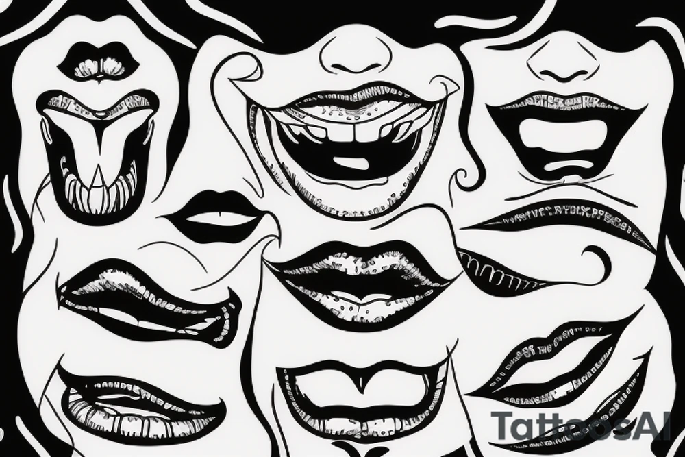 a mouth with the tongue hanging out and the word binge on the tongue tattoo idea