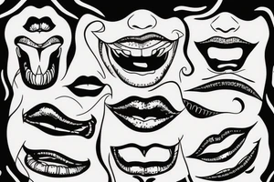 a mouth with the tongue hanging out and the word binge on the tongue tattoo idea