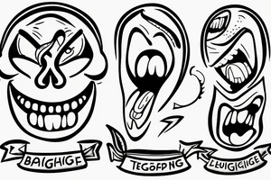 a mouth with the tongue hanging out and the word binge on the tongue tattoo idea