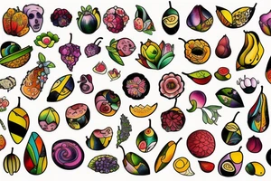 Nature flower fruits tattoo idea