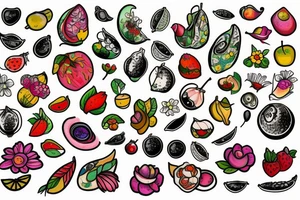 Nature flower fruits tattoo idea