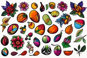 Nature flower fruits tattoo idea