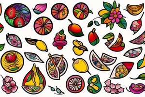 Nature flower fruits tattoo idea