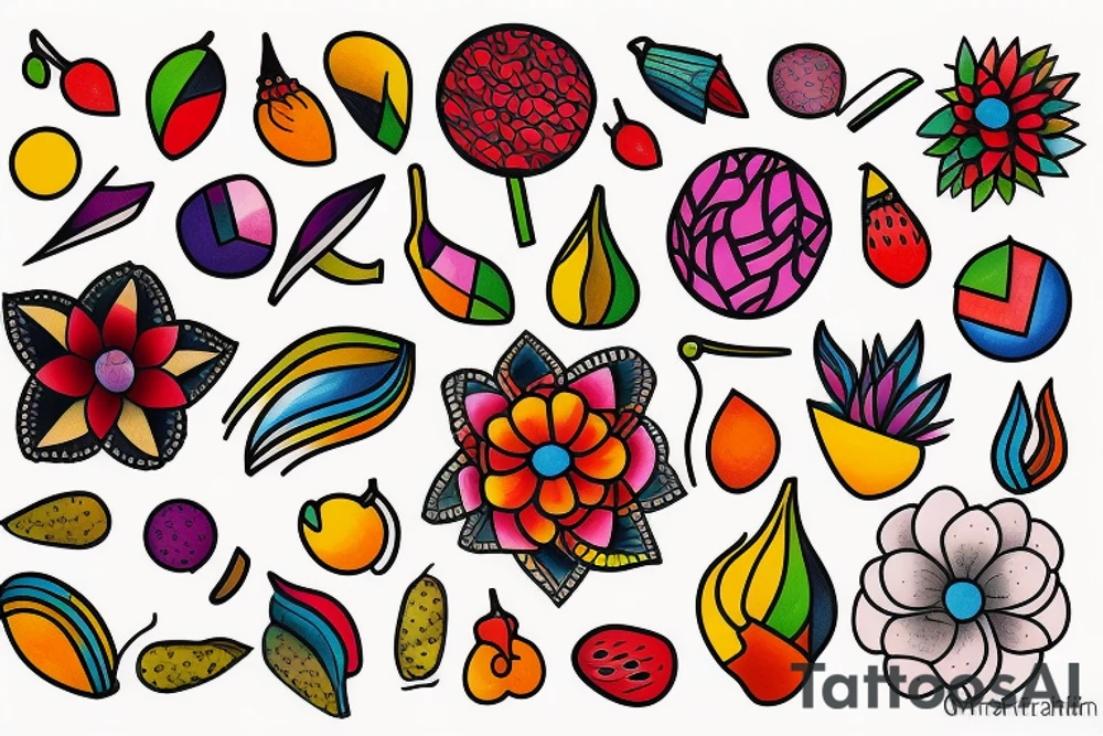 Nature flower fruits tattoo idea