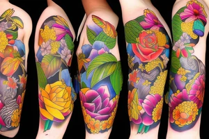 Nature flower fruits tattoo idea