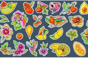 Nature flower fruits tattoo idea