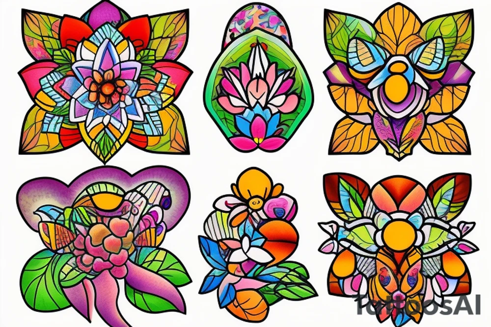 Nature flower fruits tattoo idea