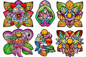 Nature flower fruits tattoo idea
