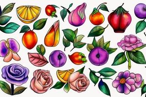 Flower fruit tattoo idea