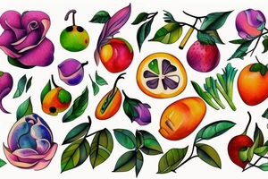 Flower fruit tattoo idea