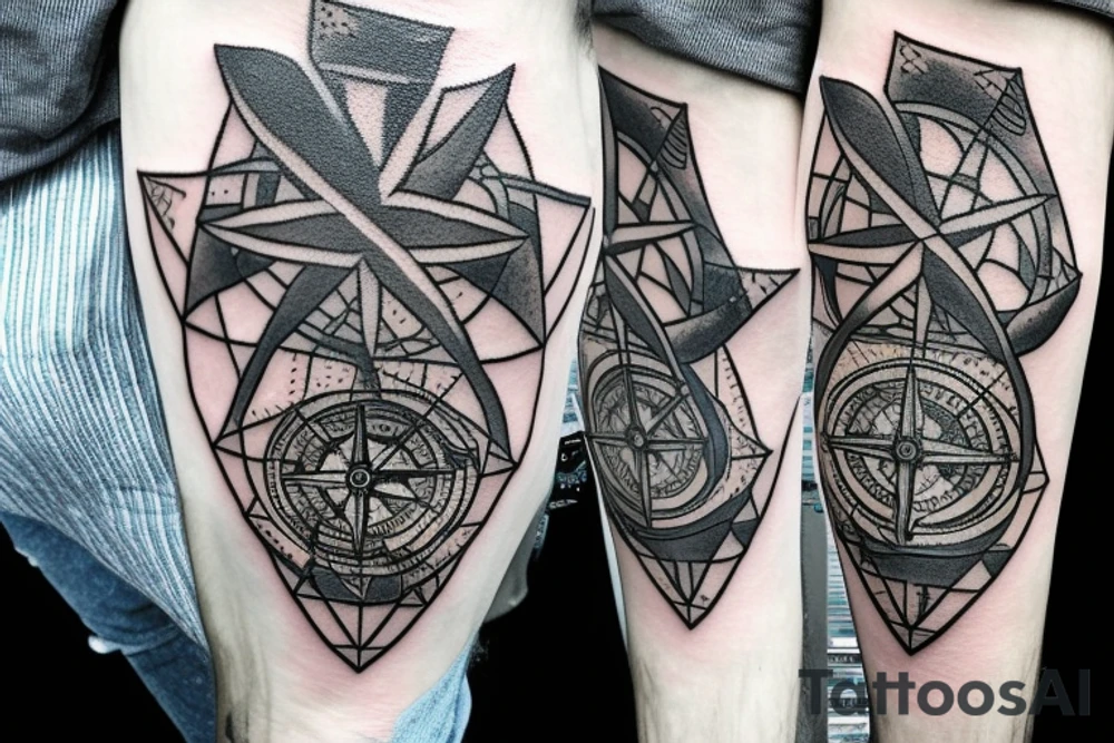 Saint Brendan with a shark and a compass tattoo idea