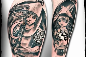 Saint Brendan with a shark and a compass tattoo idea