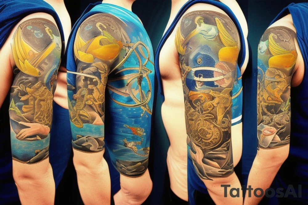 Scuba diver, Saint Brendan, Shark, compass tattoo idea