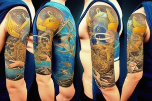 Scuba diver, Saint Brendan, Shark, compass tattoo idea
