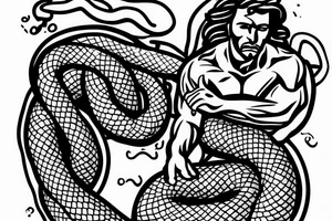greek hero with a snake wrapped around his ankle, for shoulder tattoo tattoo idea