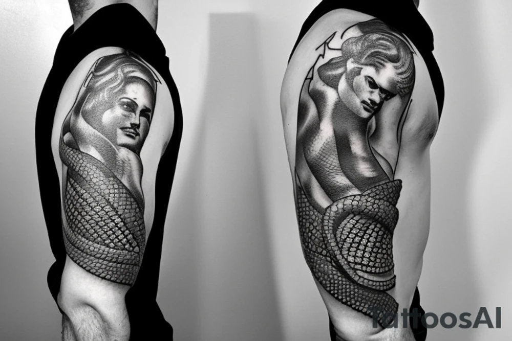 greek hero with a snake wrapped around his ankle, for shoulder tattoo tattoo idea