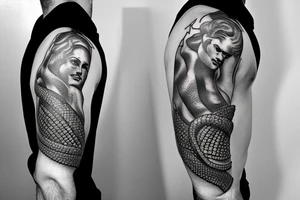greek hero with a snake wrapped around his ankle, for shoulder tattoo tattoo idea