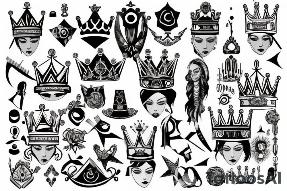 Queens crown with a western vibe tattoo idea