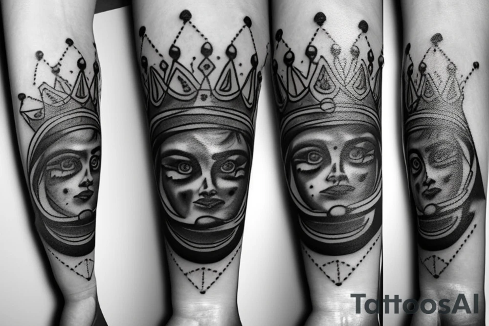 Queens crown with a 1960s style tattoo idea