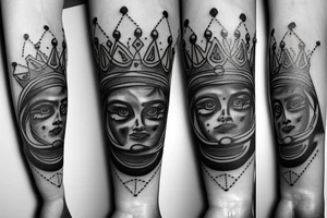 Queens crown with a 1960s style tattoo idea